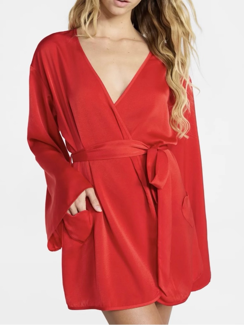 NWT - Red Satin Wrap Robe